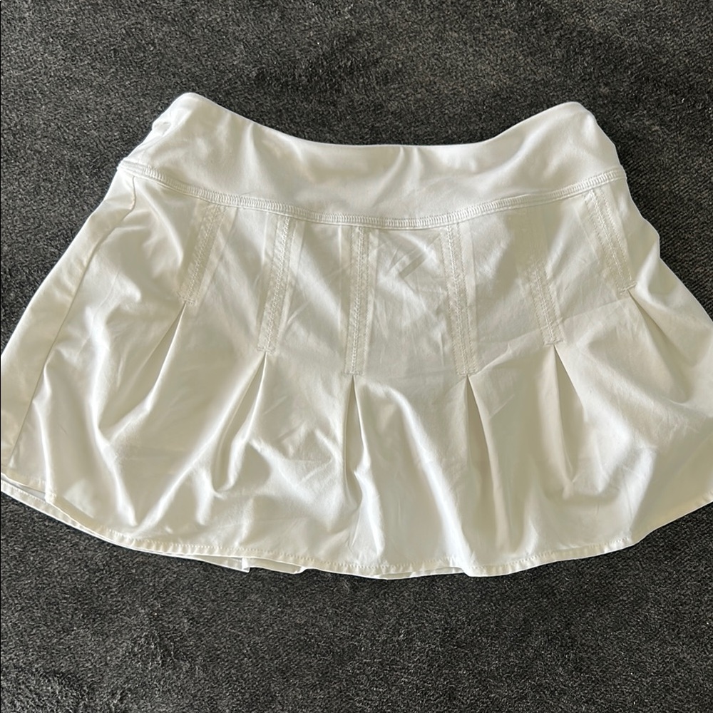 Athleta White Mini Bubble Skirt with Pleated Details